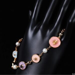 Gold and Pink Charm Bracelet